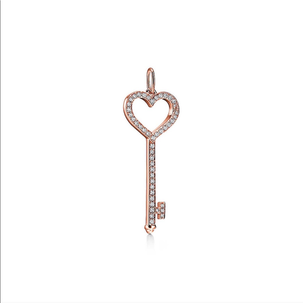 SOLD - Tiffany&Co.18k Diamond Rose Gold Heart Key Pendant